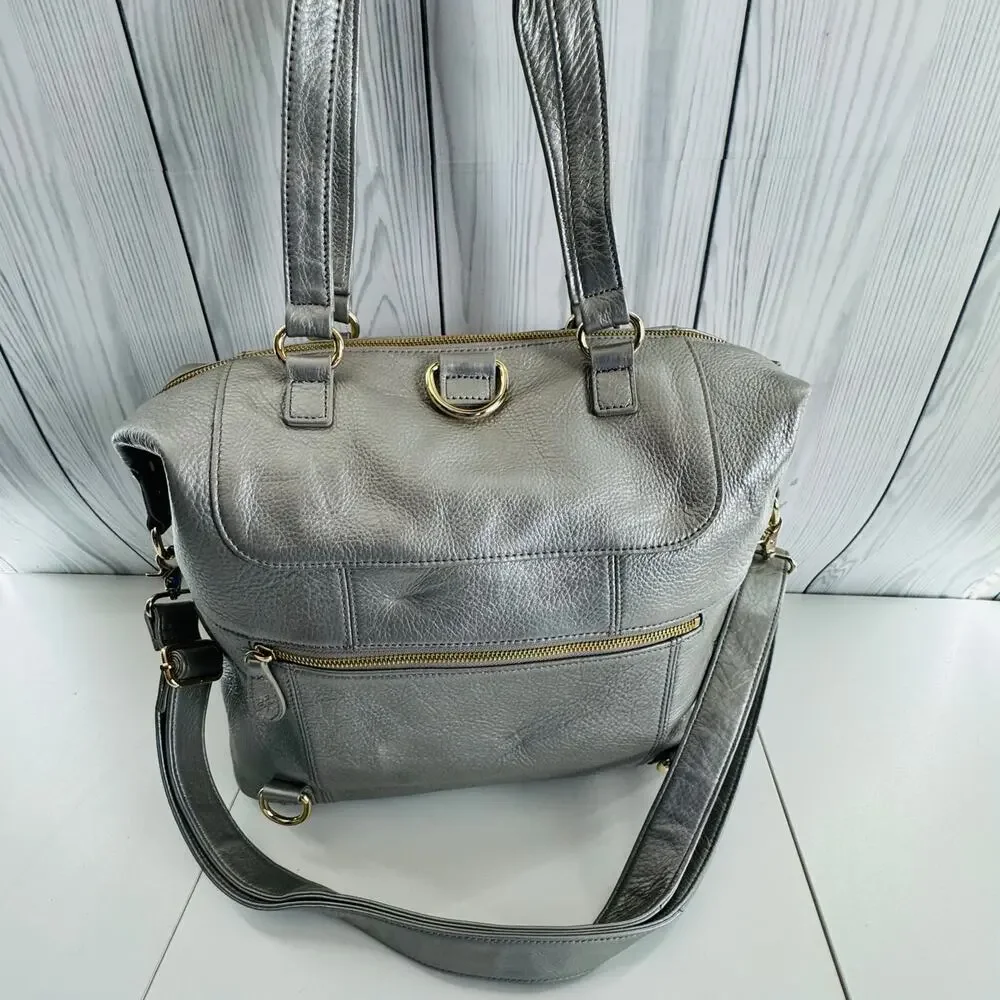 HTF Retired Leather Lily Jade Galena Shaylee Gold Purse/Backpack Diaper Bag